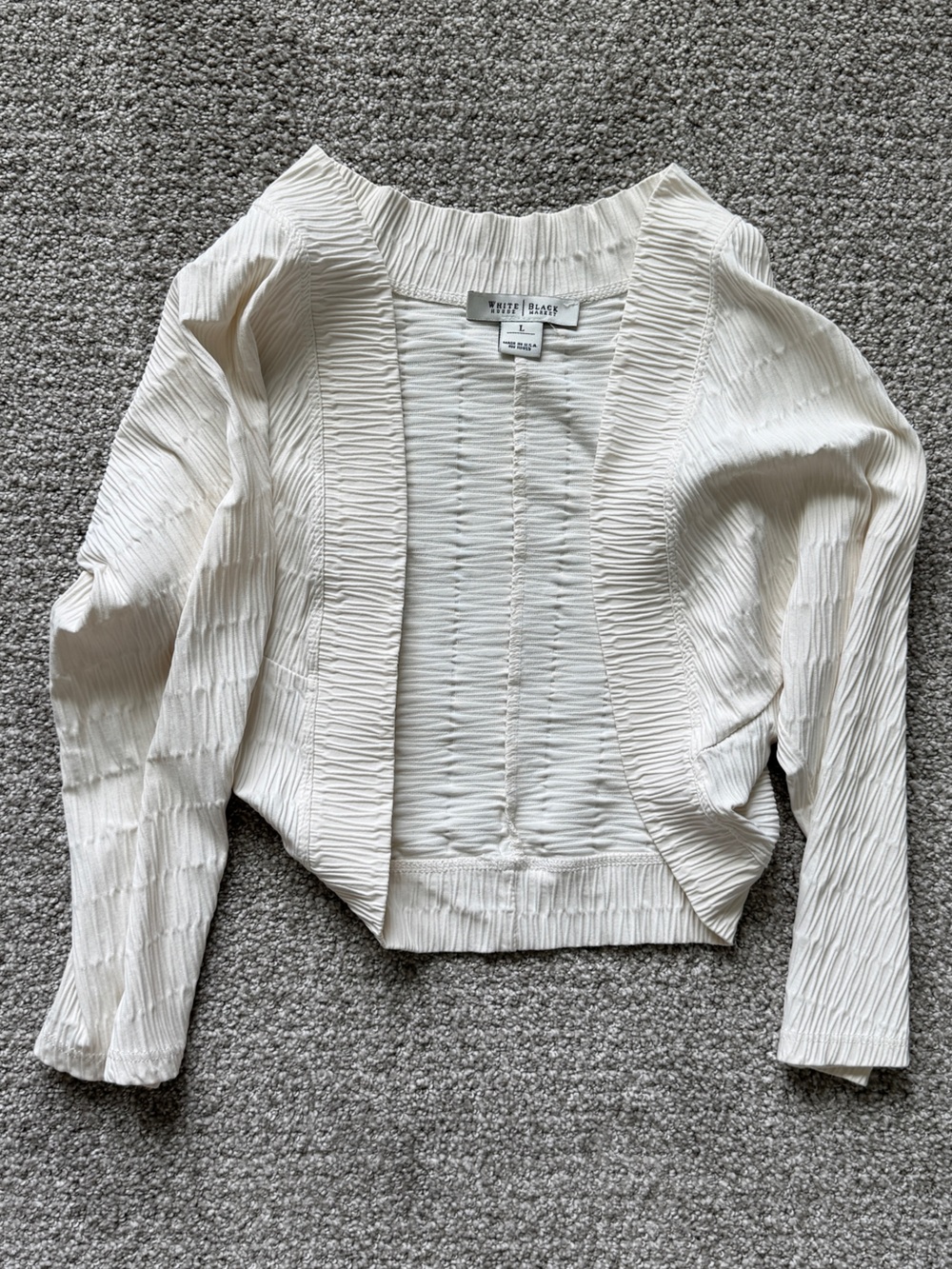 White House Black Market Cream Textured Cardigan/Bolero